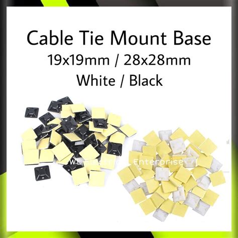 20mm 28mm 40mm SELF ADHESIVE STICK ON CABLE TIE WIRE BASE MOUNTS BLACK