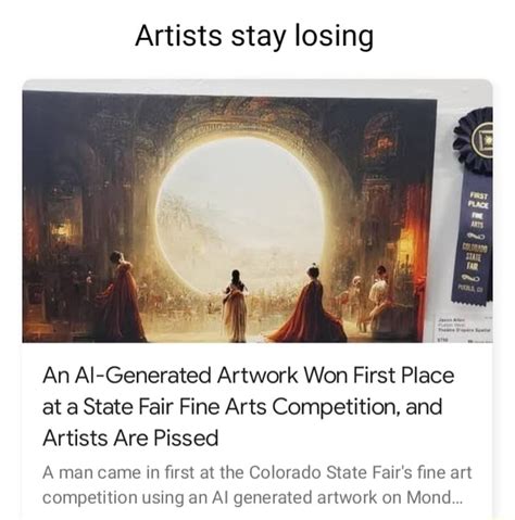 Artists Stay Losing An Al Generated Artwork Won First Place At A State