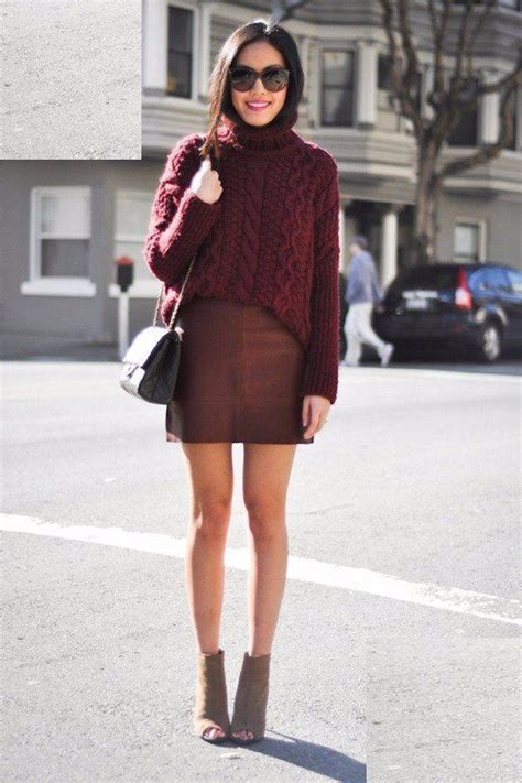Pin by Анна on Beauty | Sweater fashion, Leather skirt outfit, Fashion