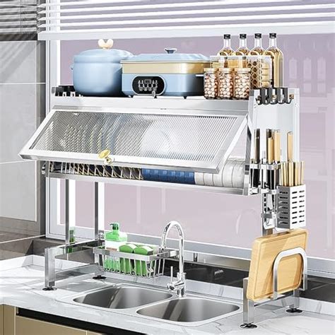 Pilipane Over Sink Dish Drying Rack 3 Tier Stainless Steel Large