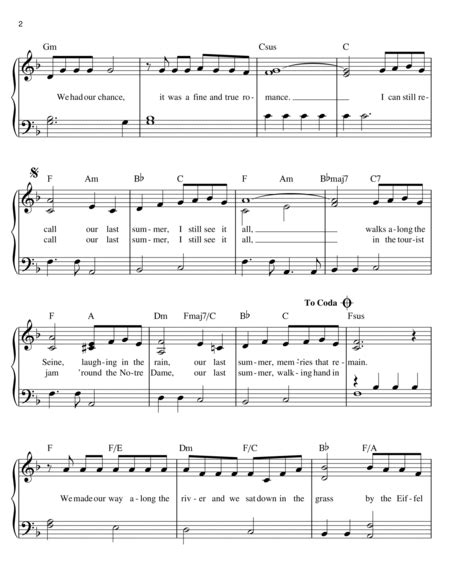 Our Last Summer By Abba Easy Piano Digital Sheet Music Sheet