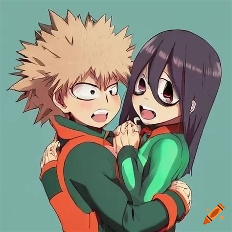 Bakugo And Tsuyu Embracing Each Other On Craiyon