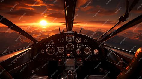 Premium Ai Image Jet Fighter Cockpit At Sunsetmilitary