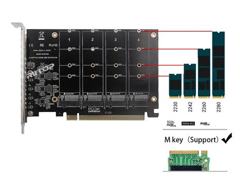 Quad M 2 NVMe To PCIe Adapter Expansion Card PCIe Bifurcation