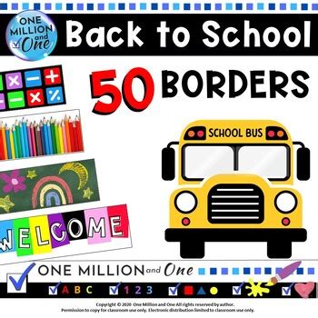 Back To School Bulletin Board BORDERS-Welcome-Classroom Decor | TPT