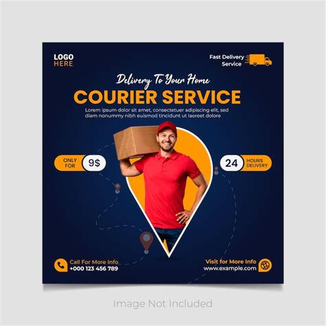 Premium Vector Courier Service And Fast Delivery Social Media Post