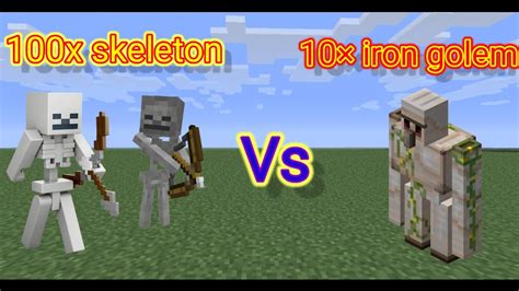 The Ultimate Showdown 10 Iron Golem Vs 100 Skeletons In Minecraft 😱😱