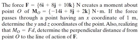 Solved The Force F {6i 8j 10k} N Creates A Moment