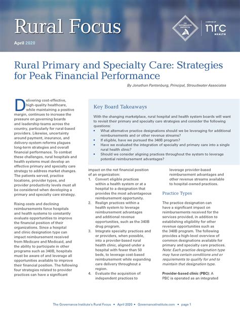 Rural & Critical Access Hospitals - The Governance Institute