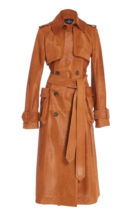 Long Leather Trench Coat By J Mendel Long Leather Coat Leather Coat