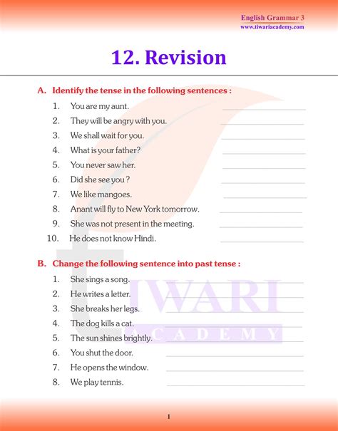 Class 3 English Grammar Chapter 12 Simple Present Tense In PDF