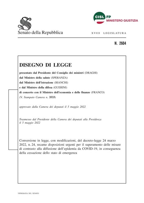 Disegno Di Legge A S Di Conversione Del Decreto Legge