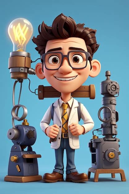 Premium Photo | Inventor Cartoon Creative 3D Animation Illustration