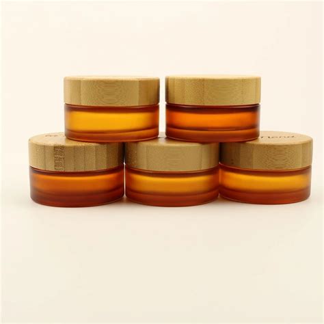 Amber Glass Jar With Bamboo Lid China Bamboo Jar And Bamboo Cosmetic Jar