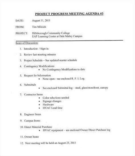 project agenda samples  templates   ms word