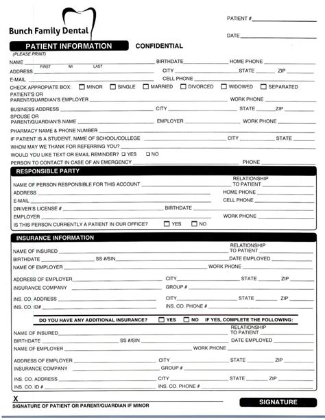 Printable Dental History Form Printable Forms Free Online