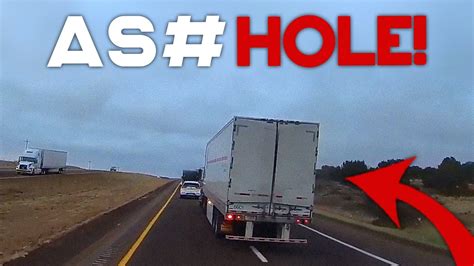 American Truck Drivers Dash Cameras Lady Driver Cuts Off Truck And