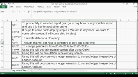 Tally Shortcut Keys Important Tally Erp 9 Short Cut Keys Youtube