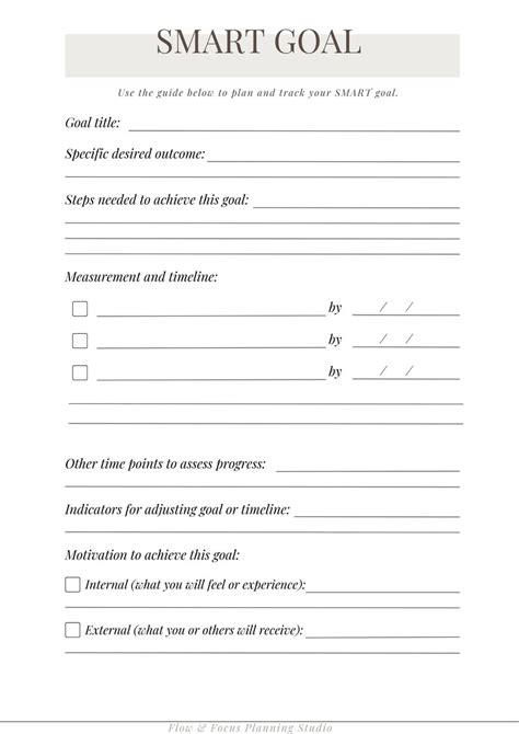 Smart Goal Printable Checklist And Worksheet Goal Planner Therapy