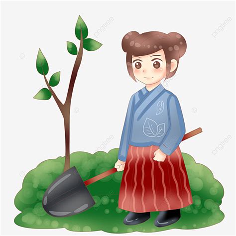 Ilustración De Personaje Del Día Del árbol Niña Pequeña Plantando