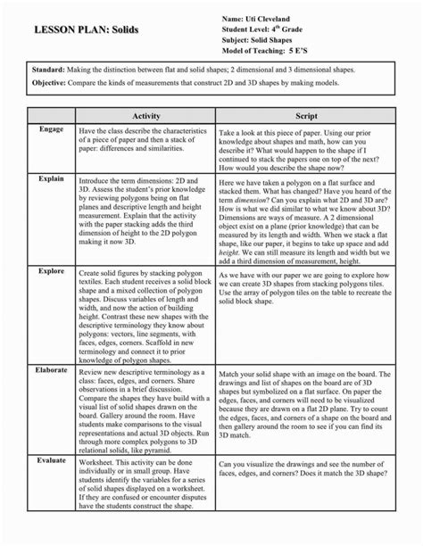 5e Lesson Plan Examples - Lesson Plans Learning