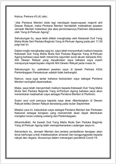 Terkini Masih Kekal Sebagai Perdana Menteri Ini Teks Penuh Perutusan