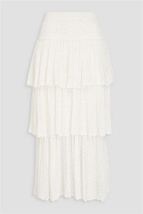 Zimmermann Tiered Crocheted Cotton Midi Skirt The Outnet