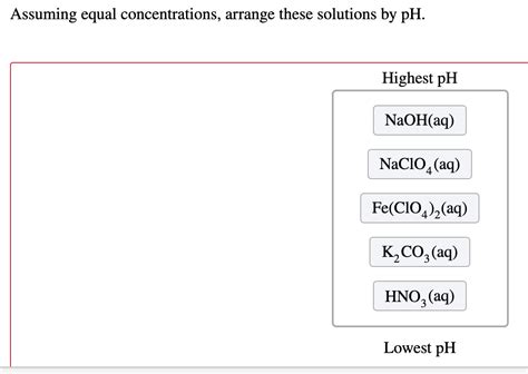 Solved Assuming Equal Concentrations Arrange These Chegg