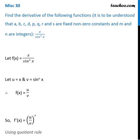 Misc Find Derivative X Sinn X Chapter Class