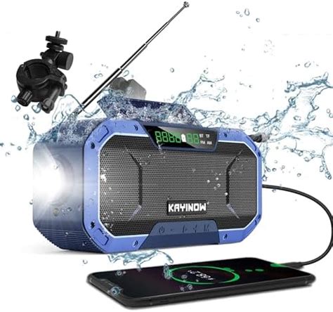 KAYINOW Radio Dynamo Solaire Survie Haut Parleur Bluetooth Avec