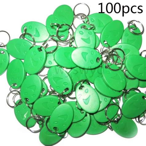 100pcs Rfid Green Color 125k Em Proximity Token Keyfobs A Part Of