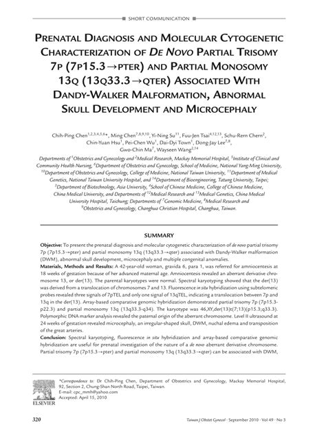 Pdf Prenatal Diagnosis And Molecular Cytogenetic Characterization Of