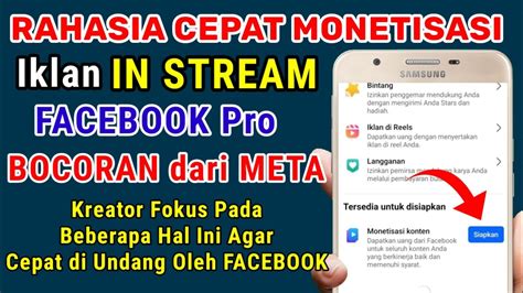 CARA CEPAT MONETISASI IKLAN IN STREAM FACEBOOK Syarat Terbaru