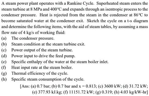 Solved A Steam Power Plant Operates With A Rankine Cycle Superheated