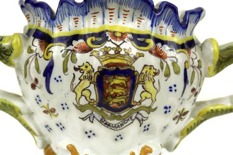 Desvres Faience Planter By Georges Martel With Crown And Lion Heraldic