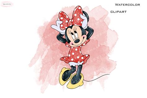 Minnie Watercolor Minnie Mouse Minnie Mouse Clipart Minnie - Etsy