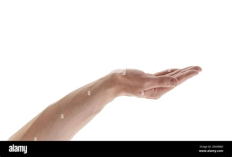 Man Hand To Hold Something Isolated On White Background Photo For