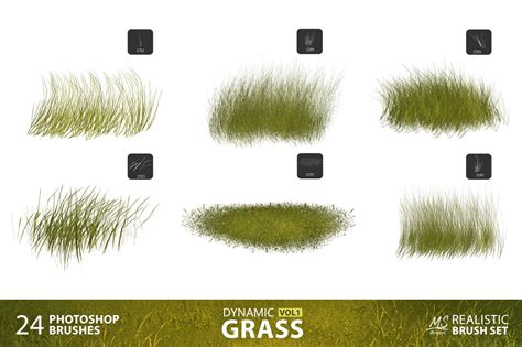 Grass Photoshop Brushes on Yellow Images Creative Store - 133060