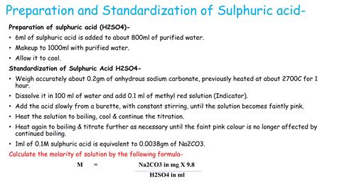 Preparation And Standardization Of Various Molar And Normal Solutions Ppt