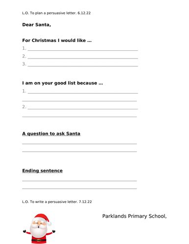 Writing A Letter To Santa Ks1 Teaching Resources