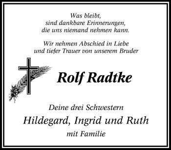 Traueranzeigen Von Rolf Radtke Trauer In NRW De