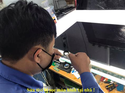 sua tivi bi soc man hinh  sua chua dien  xanh