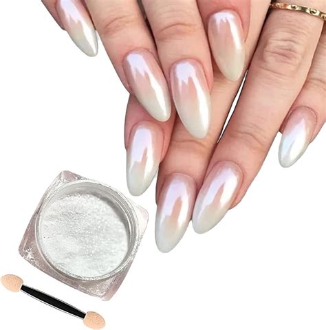 Amazon White Pearl Chrome Nail Powder Mirror Effect Aurora Magic