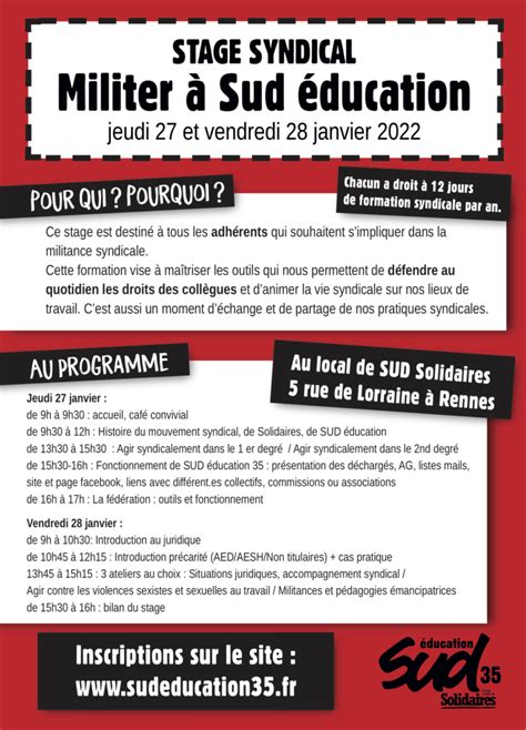 Stage Syndical Militer Sud Ducation Jeudi Et Vendredi