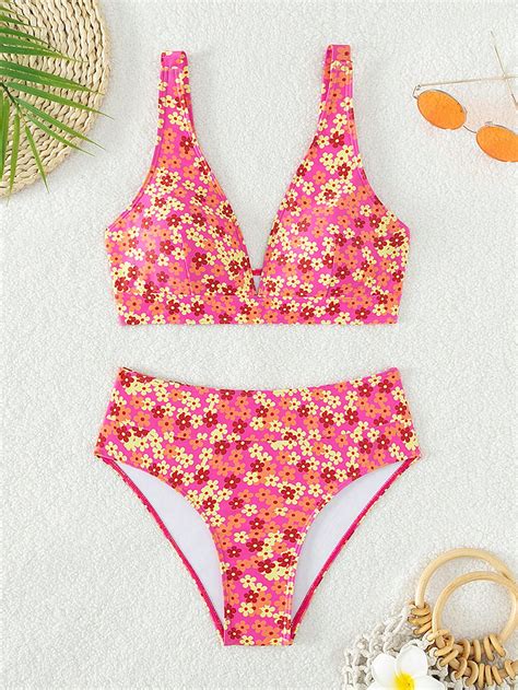 Shein Swim Vcay Floral Print High Waisted Bikini Swimsuit Shein Usa
