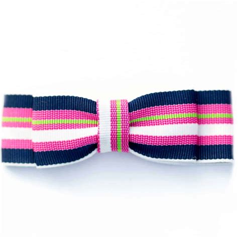 Blue and Pink Ribbon Collection Striped Hair Bow Classic Bow - Bows Etc.