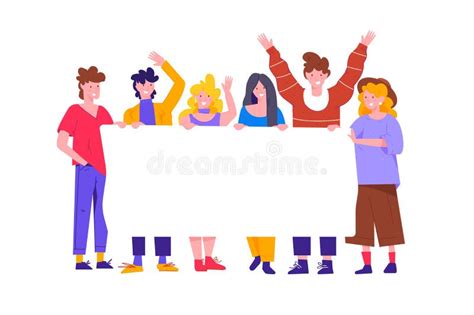 Group Of Young Men And Women Standing Together Stock Illustration