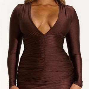 Naked Wardrobe Tops Naked Wardrobe The Sleek Vneck Top In Dark Chocolate Poshmark