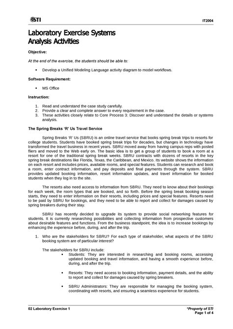 Laboratory Exercise Laboratory Exercise Systems Analysis