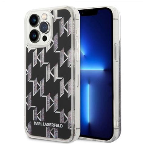 Karl Lagerfeld Iphone Pro Max Skal Liquid Glitter Monogram Svart